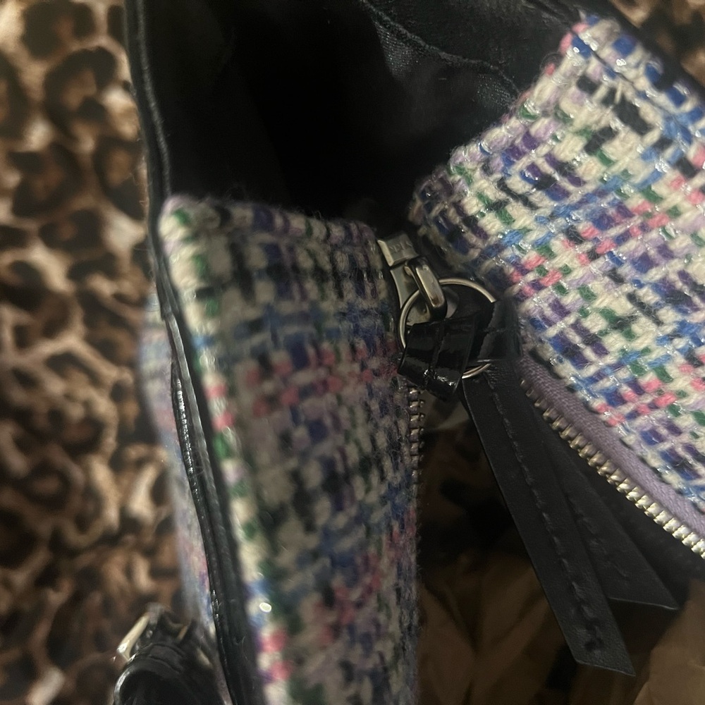 Coach Multicolor Tweed Tote with Black Patent Trim - Picture 8 of 12